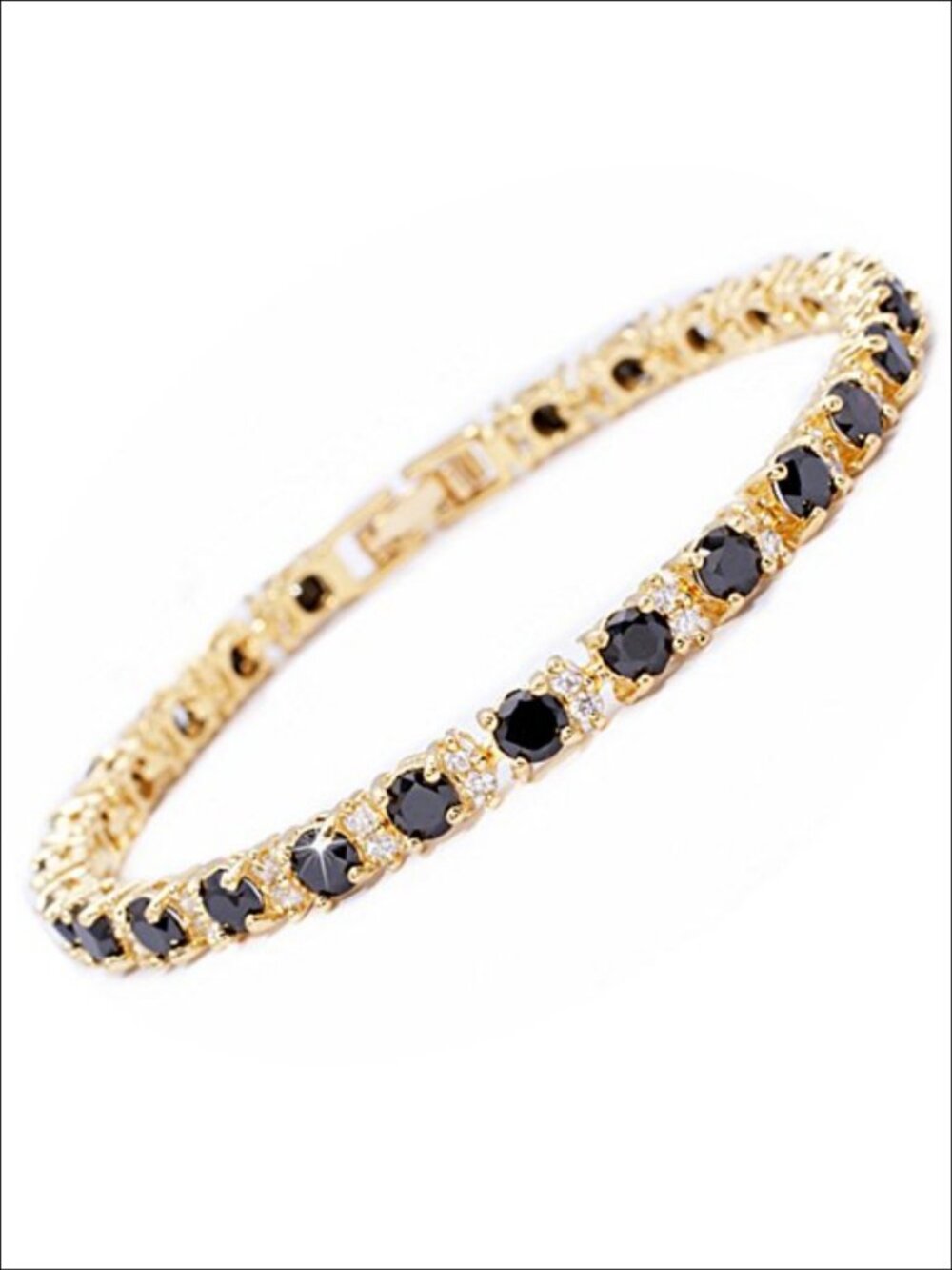 14K Gold Plated Multicolor CZ Birthstone Tennis Bracelet Adjustable